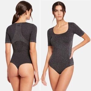 Wolford Luna string bodysuit black silver size XS